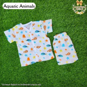 Co-Ord Set Half Sleeve & Short - Aquatic Animals - 1-2 Years