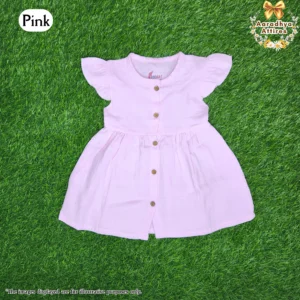 Button Frock - Pink - 0-3 Month.
