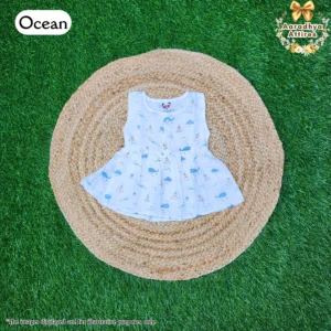 Button Frock - Ocean - 3-6 Month.