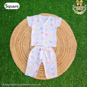 Co-Ord Set Half Sleeve & Pant - Square - 0-3 Month