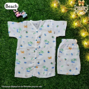 Co-Ord Set Half Sleeve & Short - Beach - 1-2 Years