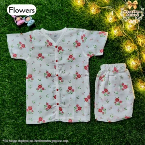 Co-Ord Set Half Sleeve & Short - Flowers - 1-2 Years