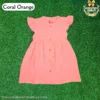 Button Frock - Coral Orange - 1-2 Years.