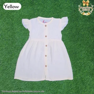 Button Frock - Yellow - 1-2 Years.