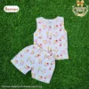 Co-Ord Set Sleeveless & Short - Thick Crinkled Muslin - Berries. (3 - 6 Months)