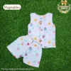 Co-Ord Set Sleeveless & Short - Thick Crinkled Muslin - Vegetables. (3 - 6 Months)