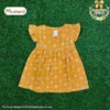 Cross Wrap Button Frock - Crinkled Muslin - Mustard. (18 - 24 Month)