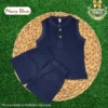 Co-Ord Set Sleeveless & Short - Navy Blue (Thick Crinkled Muslin Cotton) (Size: 2 year)