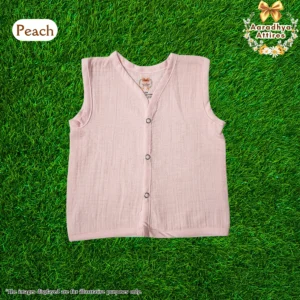 Button Jabla - Peach (Organic Crinkled Muslin Cotton) (0-3 Month)