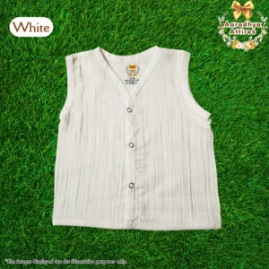 Button Jabla - White (Thick Organic Crinkled Muslin Cotton) (9-12 Month)